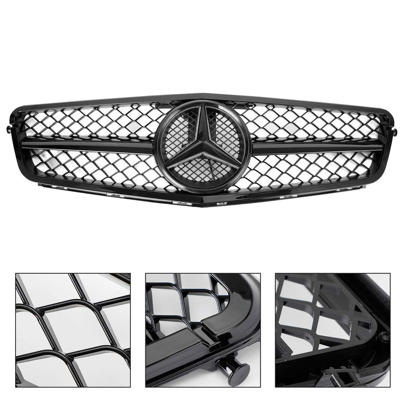 Benz 2008-2014 C-Class W204 C300 C350 w/LED AMG Front Bumper Grille Grill