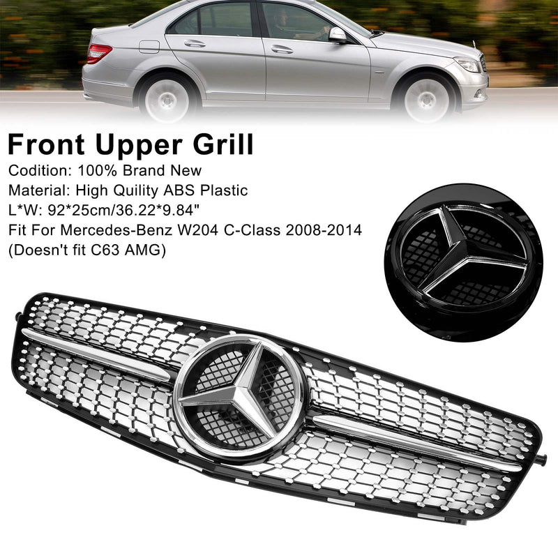 2008-2014 C-Class Benz W204 C300 C350 LED Diamond Front Bumper Grille Grill