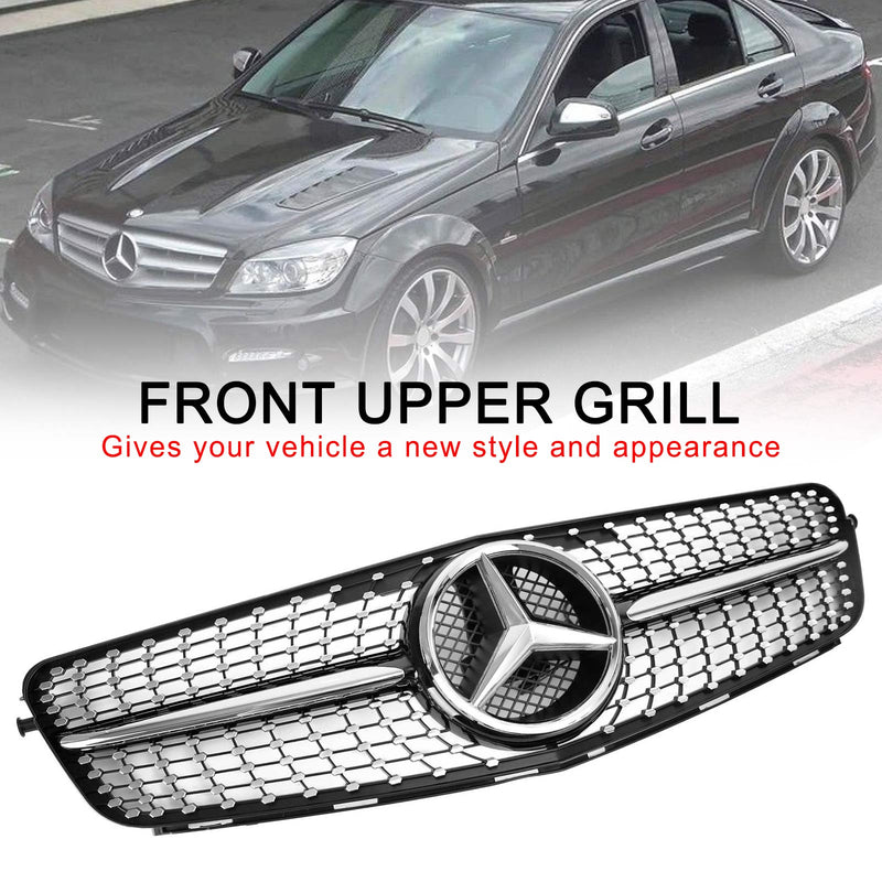 2008-2014 C-Class Benz W204 C300 C350 LED Diamond Front Bumper Grille Grill