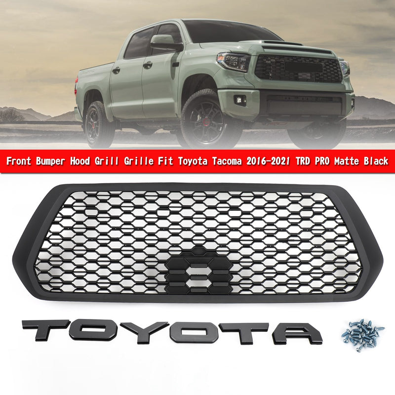 2016-2023 TRD PRO Matte Black Toyota Tacoma Front Bumper Hood Grill Grille Generic