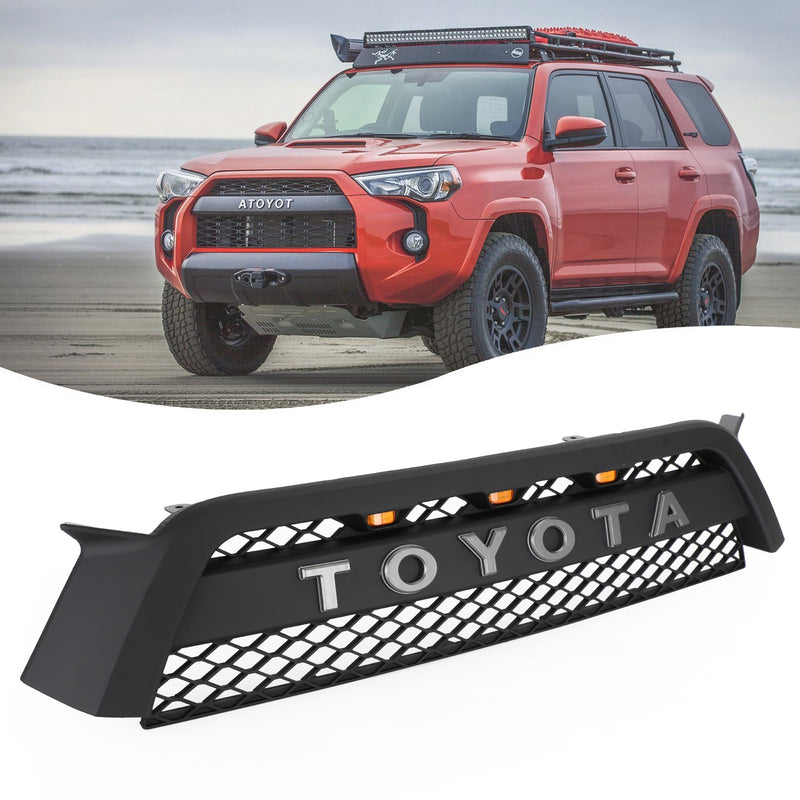2010-2011-2012-2013 Toyota 4Runner TRD Pro Style ABS Black Front Grill Grille W/Letter & Amber LED Lights Generic