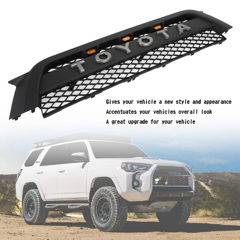 2010-2013 4Runner TO1200367 Matte Black W/Letter TRD Pro Style Front Bumper Grille Grill With Amber LED Lights Generic