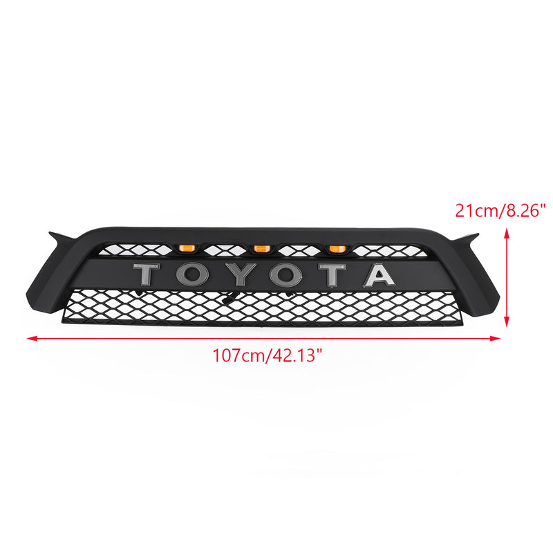 2010-2013 4Runner TO1200367 Matte Black W/Letter TRD Pro Style Front Bumper Grille Grill With Amber LED Lights Generic