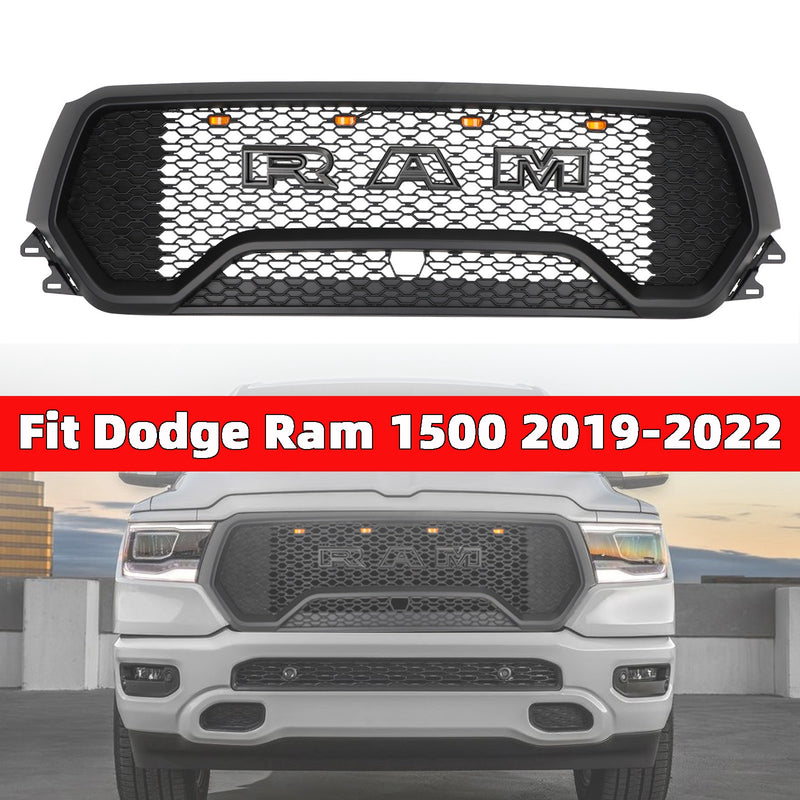 Dodge Ram 1500 2019-2022 TRX Style LED Honeycomb Front Upper Hood Grille