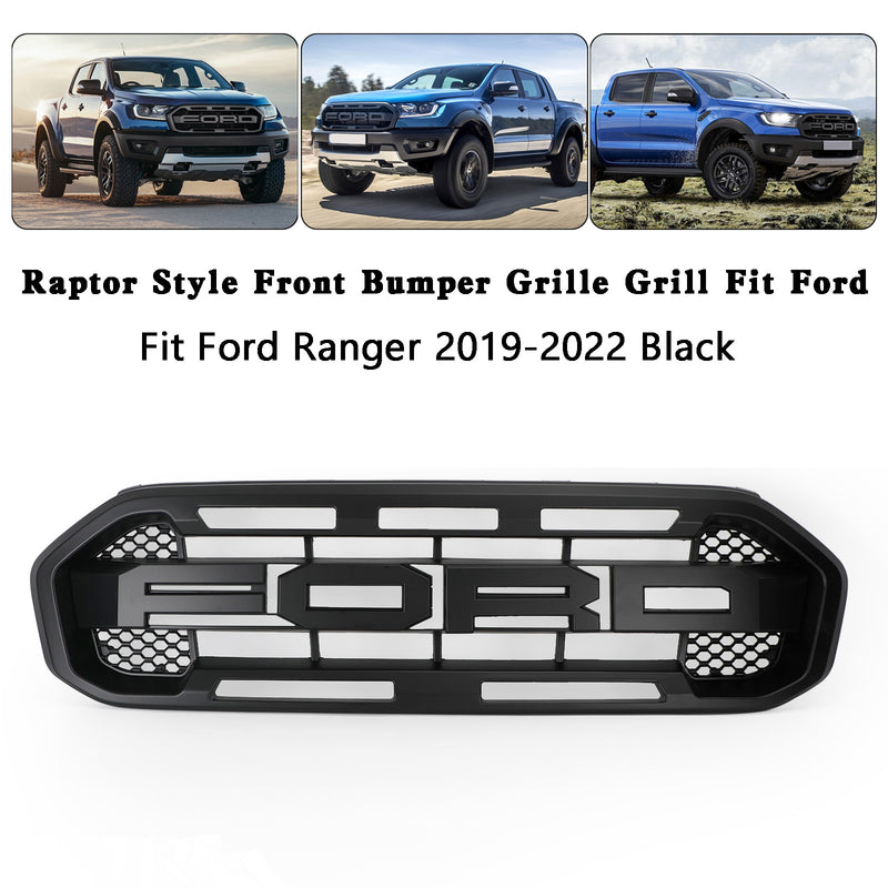 Ford Ranger 2019-2022 Raptor Style Front Bumper Grille Grill Black