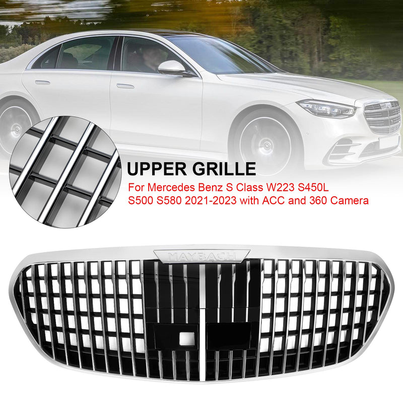 Front Facelift Mesh Grill Body Kit For Mercedes-Benz W223 S-Class (2021-2023) – Painted Black