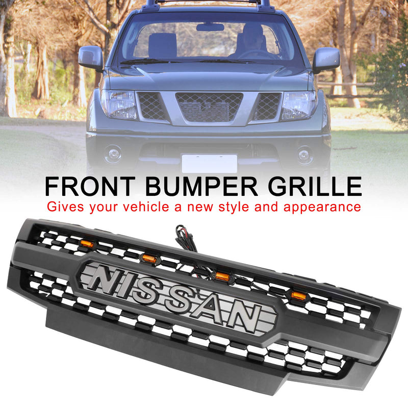 Nissan Frontier | 2009-2019 | Matte Black Grille | Nissan Letter + Amber LED Lights
