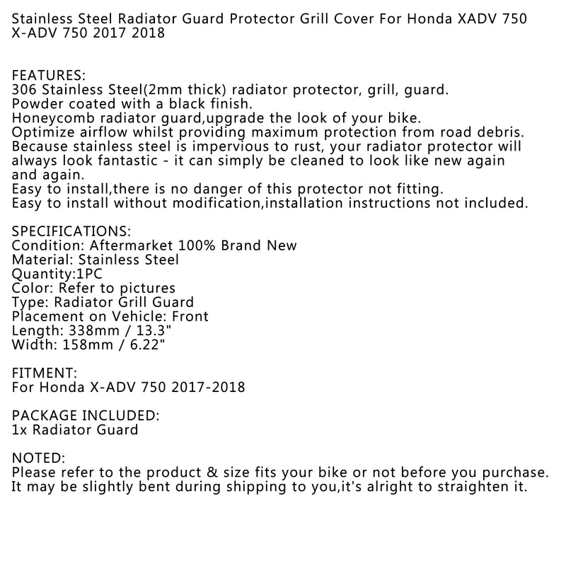 Black Radiator Grill Guard Protector For Honda X-ADV 750 XADV750 2017 2018 Generic