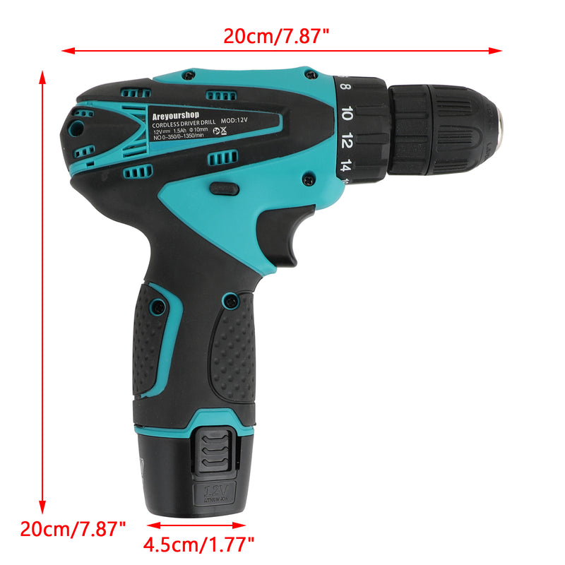12V 32N.m 2-Speed Electric Lithium-Ion Battery Cordless Drill Mini Drill