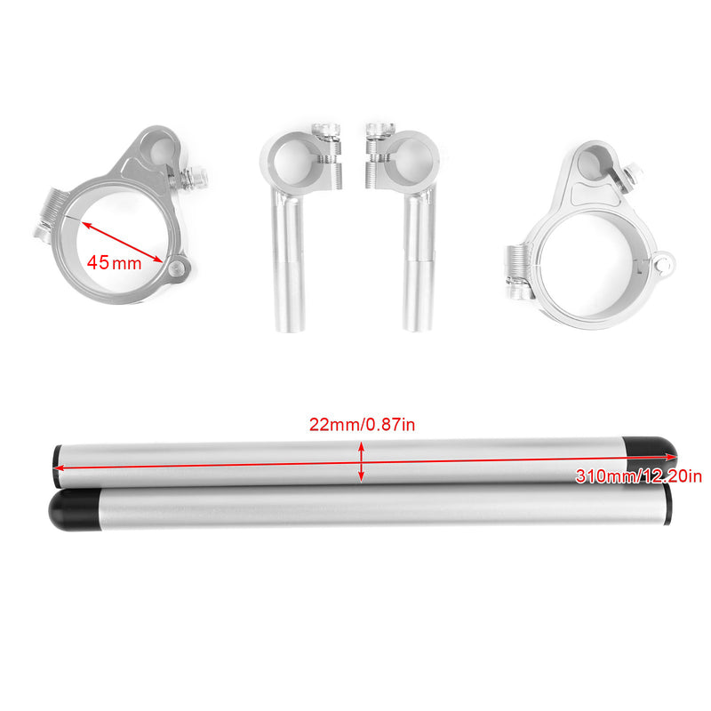 Universal Adjustable Rotatable CNC Billet Clip Ons Fork Tube Handlebar Kit 45mm Generic