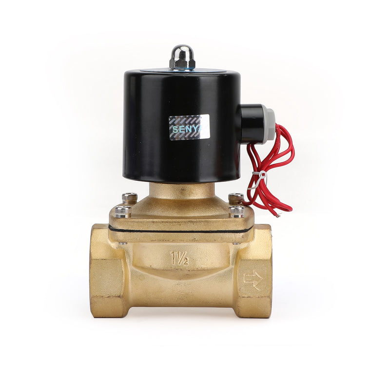 AC 220V G1-1/2" Brass Electric Solenoid Valve for Water Air Gas Normally Closed