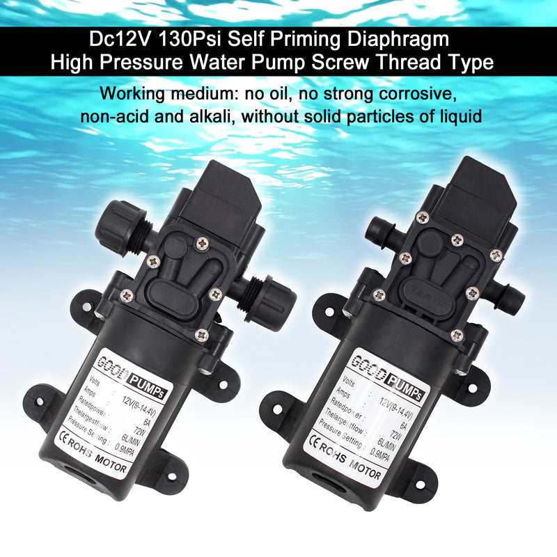 130Psi Dc12V 72W High Pressure Diaphragm Water Self Priming Pump Auto Switch