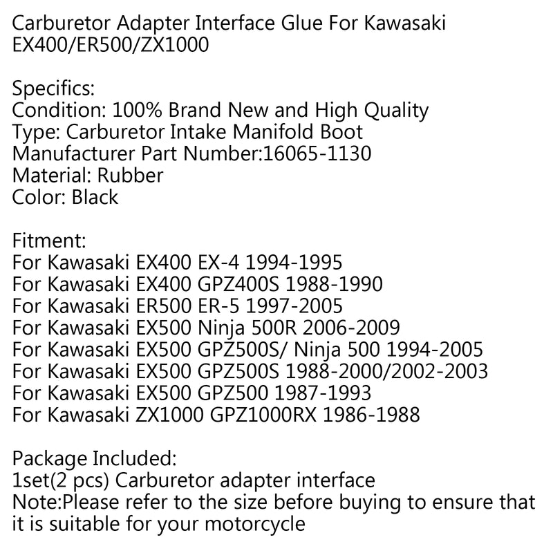 Carburetor Holder Intake Manifold Boot For Kawasaki EX400 EX-4 EX500 ER500 97-05 Generic