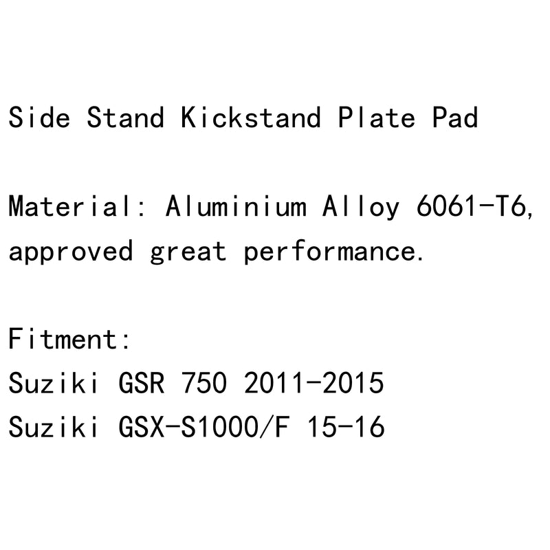 Side Kickstand Stand Extension Plate For Suzuki GSR 750 11-15 GSX-S1000/F 15-16 Generic