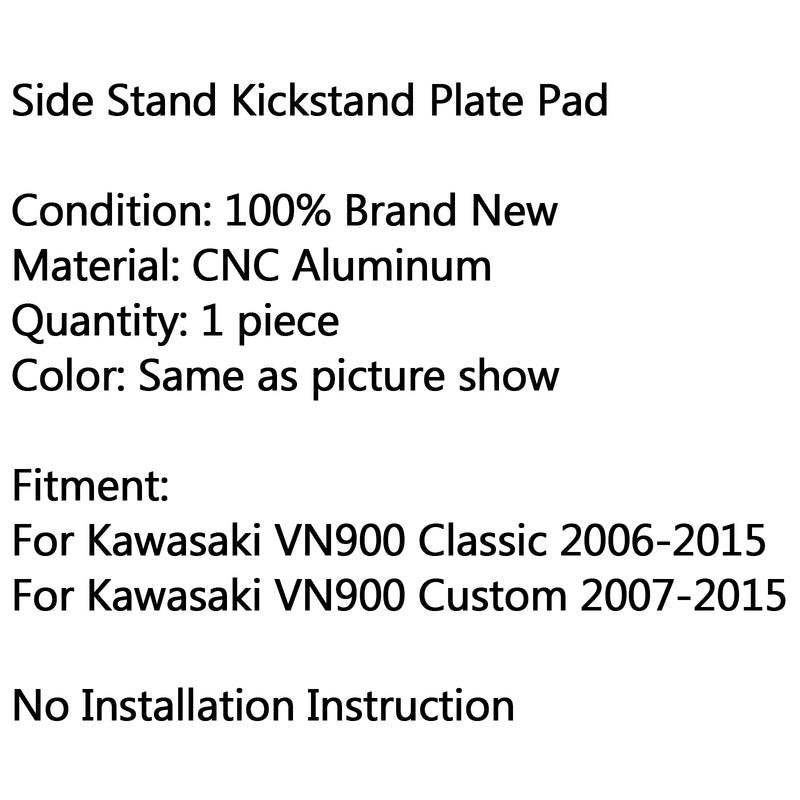 Side Kickstand Support Plate Foot Pad For Kawasaki VN900 CLASSIC CUSTOM Generic