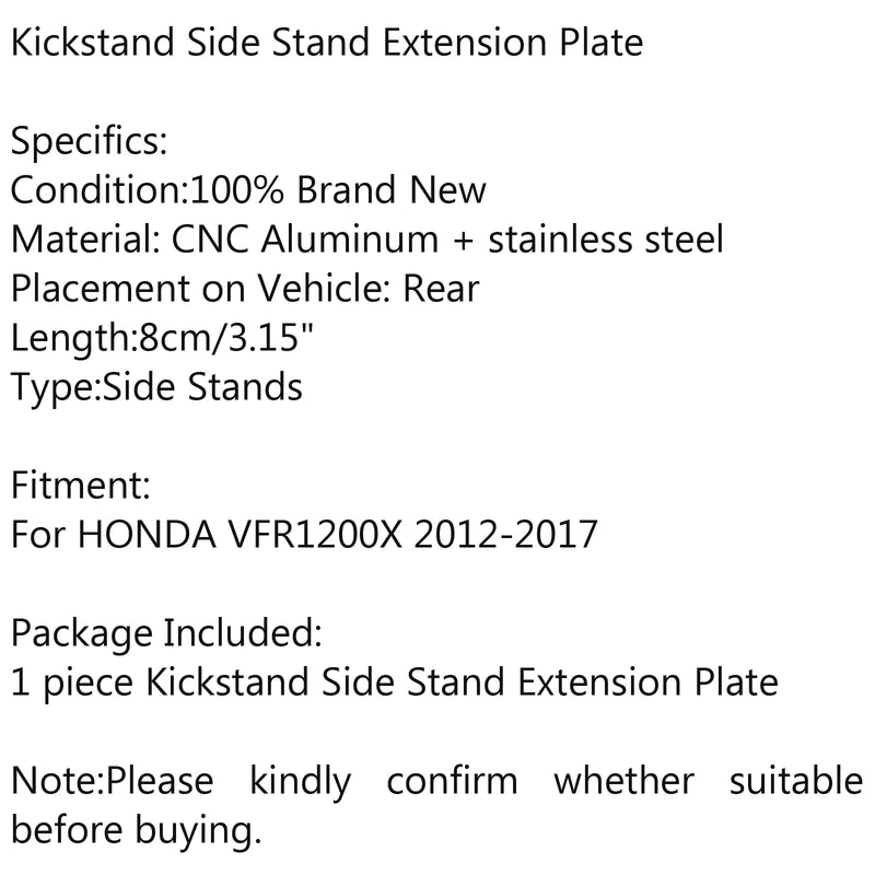 kickstand sidestand stand extension enlarger pad For HONDA VFR1200X 2012-2017 Generic