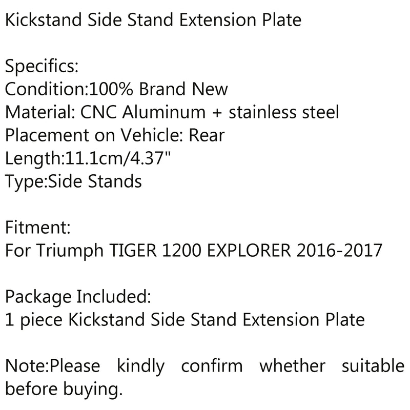 Explorer kickstand sidestand stand extension enlarger pad For Triumph Tiger 1200 Generic