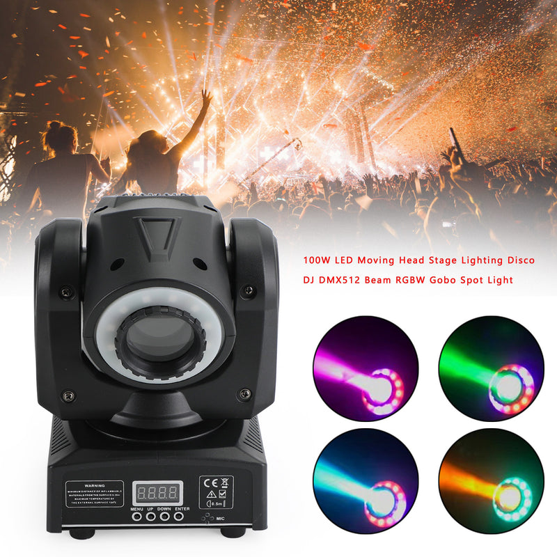 Moving Head Lights DJ Disco 100W LED DMX512 Beam RGBW GOBO Stage Lights