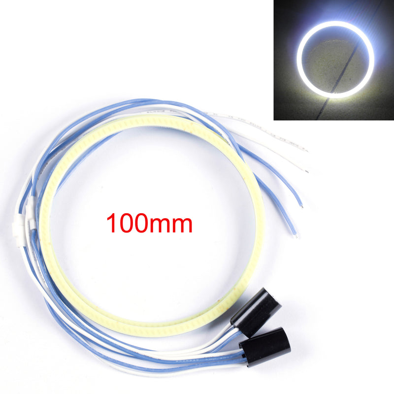 2x 100MM LED COB Chip SMD Car Angel Eyes Headlight Bright Halo Ring Light White