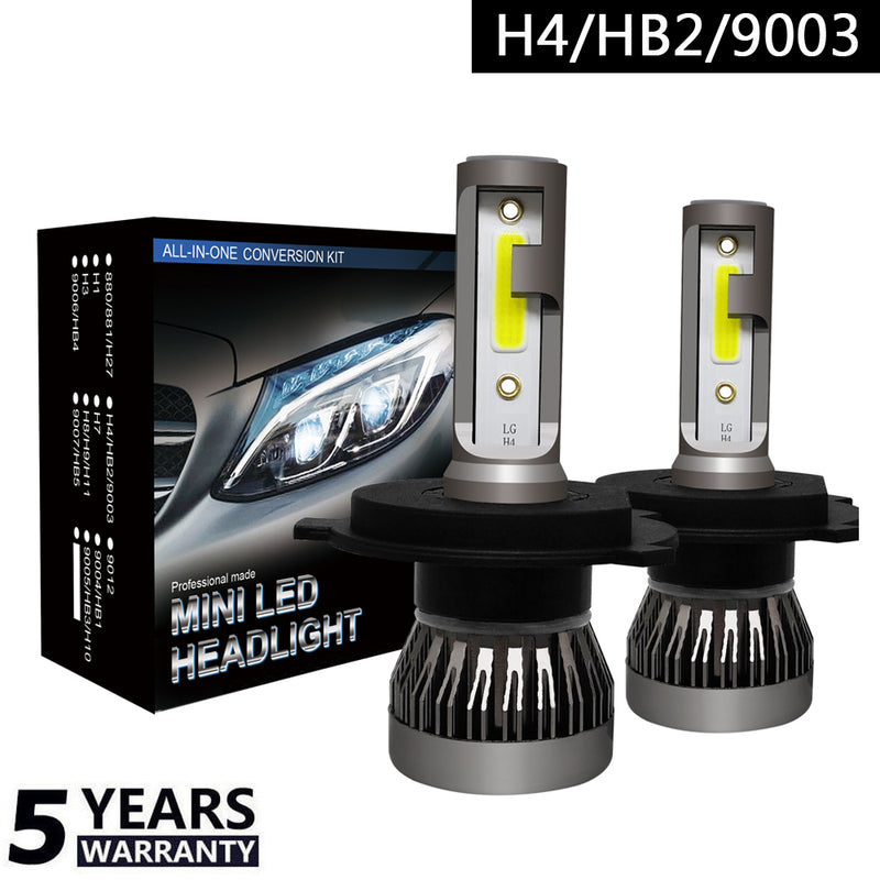 2PCS H4/HB2/9003 LED Headlight 36W 8000LM COB Bulbs Kit High/Lo Beam 6000K