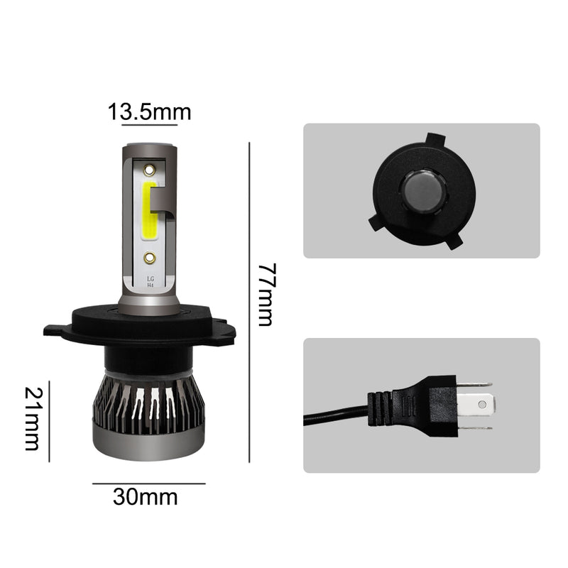 2PCS H4/HB2/9003 LED Headlight 36W 8000LM COB Bulbs Kit High/Lo Beam 6000K Generic