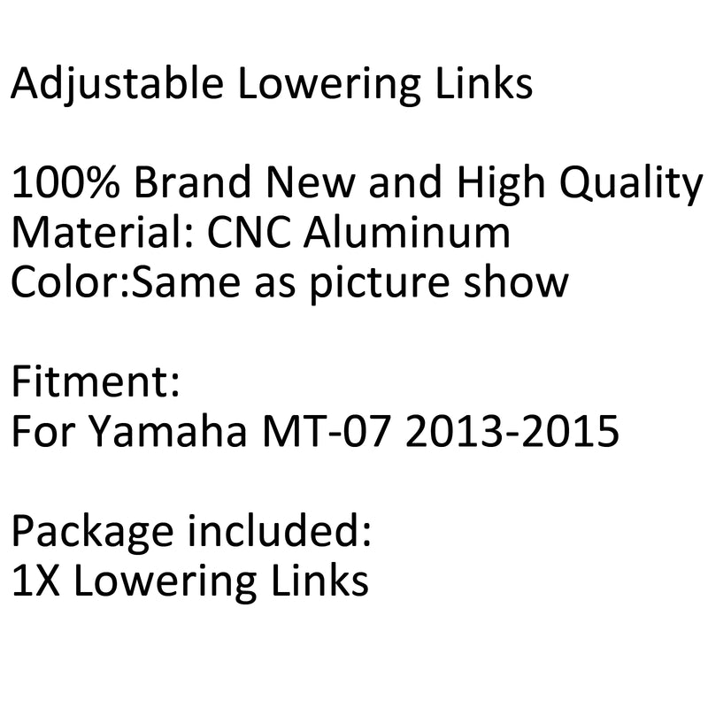 CNC Aluminum Adjustable Lowering Link Kit 30mm For 2013-2015 Yamaha MT 07 FZ 07 Generic