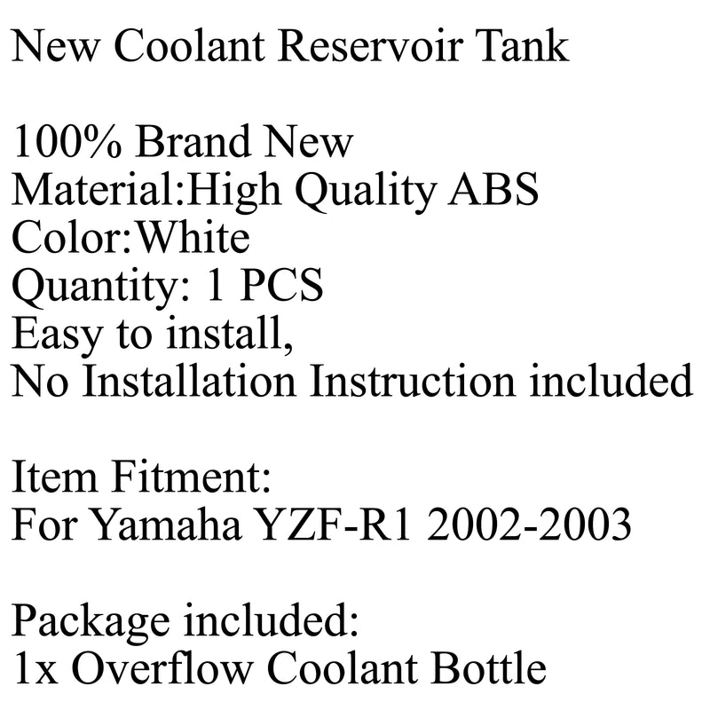 Radiator Coolant Overflow Tank Coolant Reserve Bottle For Yamaha YZF-R1 02-03 Generic