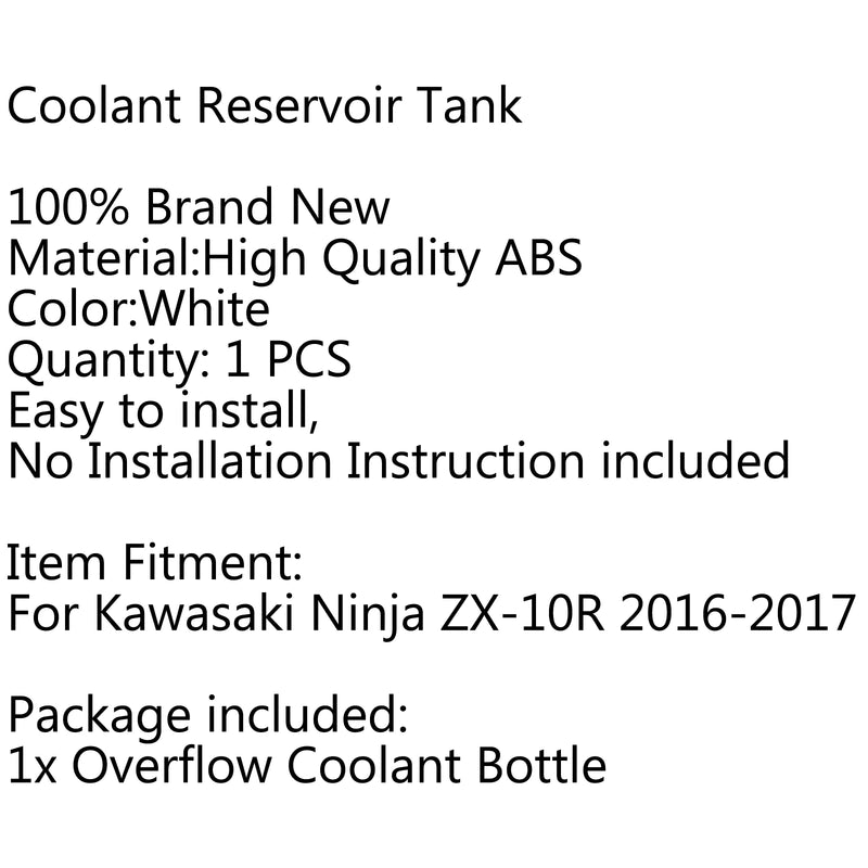 Coolant Radiator Overflow Tank Coolant Reserve Bottle For Kawasaki Ninja ZX-10R Generic