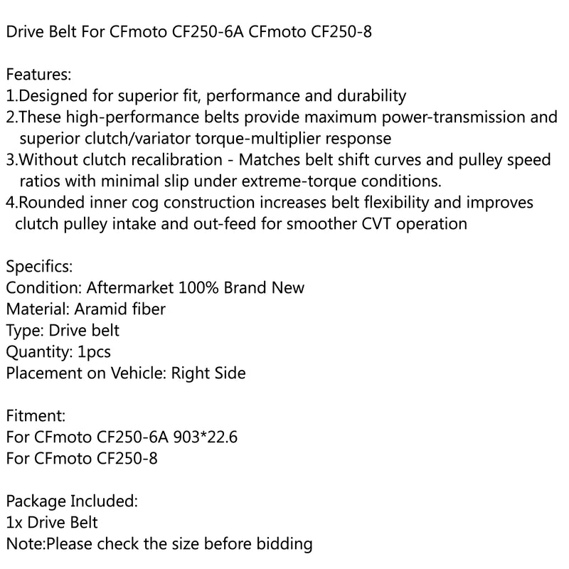 Drive Belt For CFMOTO CF250-6A 903.22.6 Cfmoto CF250-8 Generic