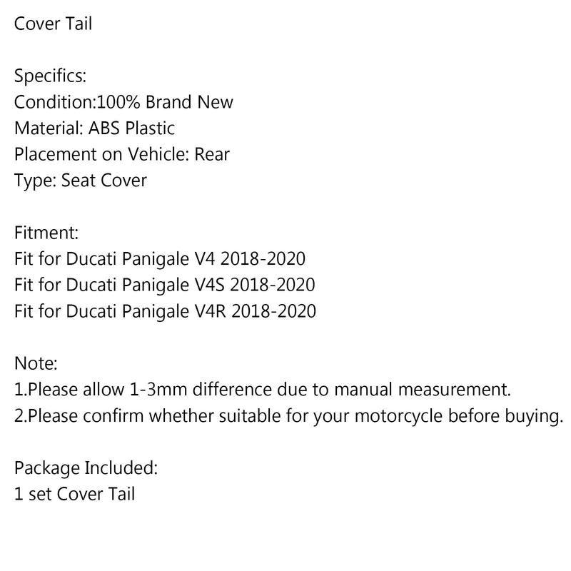 Rear Cover Tail Fairing for Ducati Panigale V4 / V4S / V4R 2018-2019