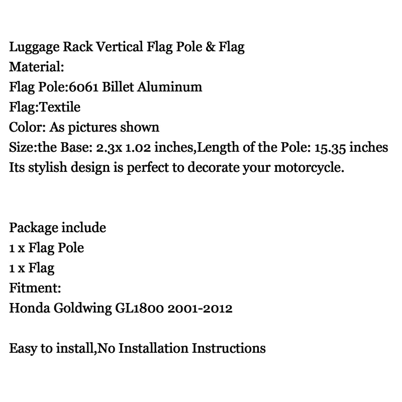 Luggage Rack Vertical Flagpole Germany UK USA For Honda GoldWing GL1800 01-12 Generic