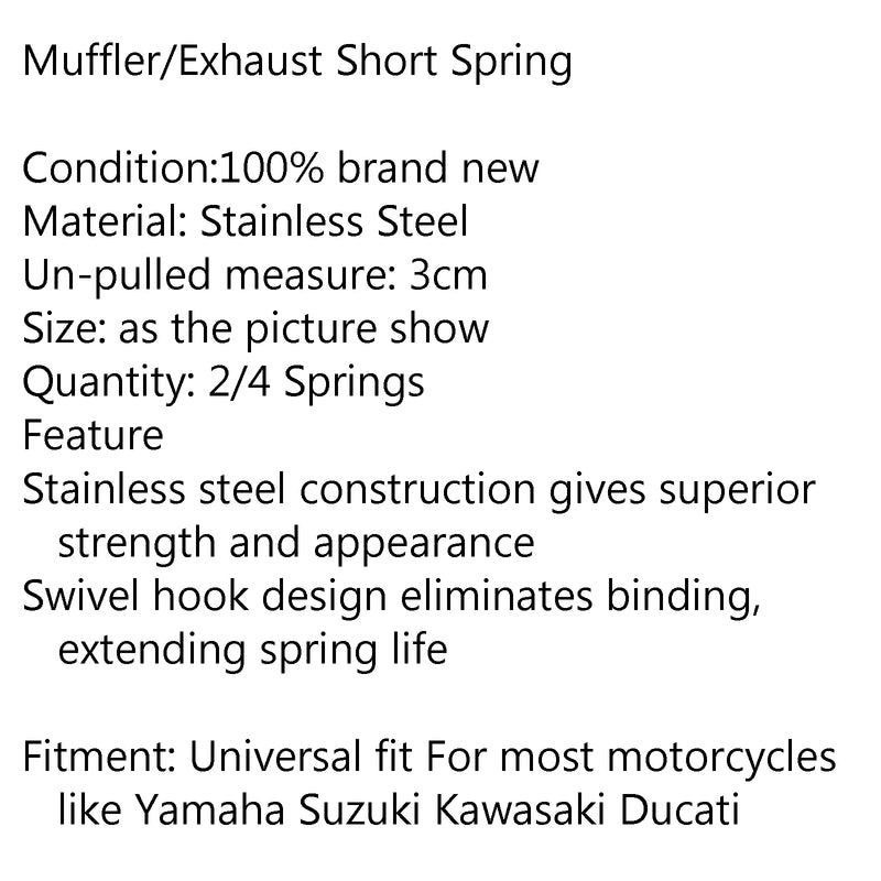 Motorcycle Exhaust Pipe Muffler Tip Silencer Stainless Steel Spring Hooks