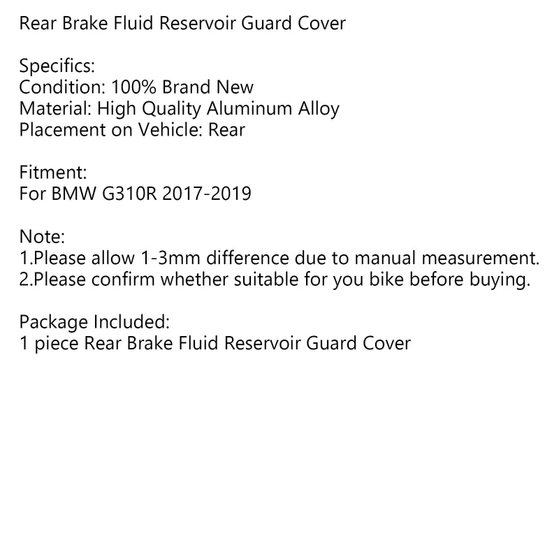 CNC Aluminum Rear Brake Fluid Reservoir Guard Cover For BMW G 310 R 2017-2019 Generic