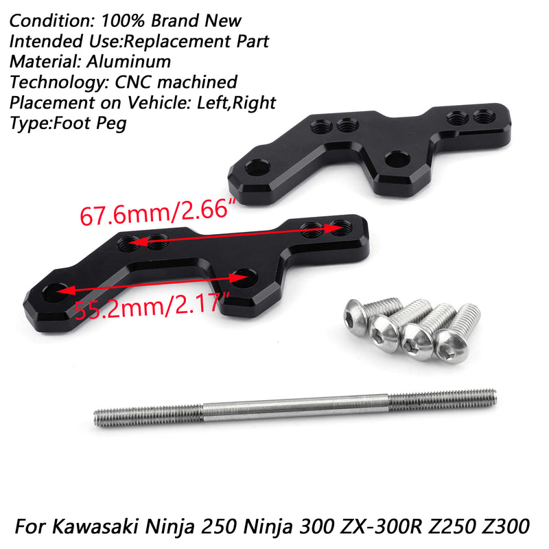 Adjustable Rearsets Foot Pegs Mount Bracket Base For Kawasaki Ninjia 300 Z300 Generic