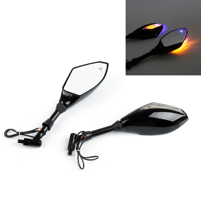 Pair 10mm Motorcycle LED Turn Signal Integrated Indicator Light Rearview Mirrors