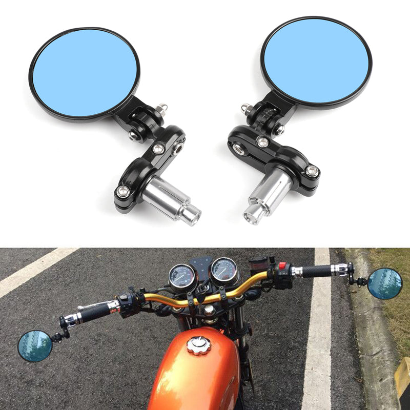 UNIVERSAL 7/8 Foldable Motorcycle CNC Bar End 3 Round Mirrors Rear View Side Generic