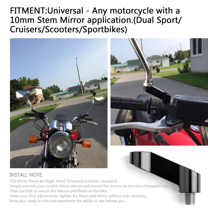 10mm Honda Pair Aluminum Motorcycle Mirror Extenders-Riser-Extension