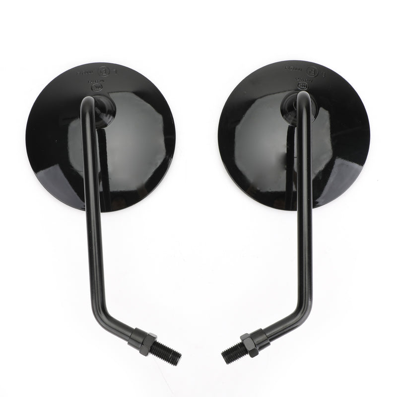 Black Round Adjustable Motorcycle Rearview Mirrors Pair 10mm Scooter Motorbike