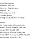 Front/Rear Brake Disc For Honda CBR250 NS250 FE VFR400 FJS600 VFR750 CBR750 F3 Generic