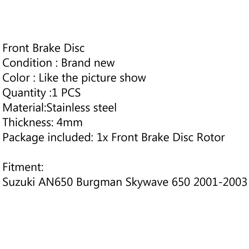Front Brake Disc Rotor For Suzuki AN650 Burgman  Skywave 650 2001-2003 2002 Generic