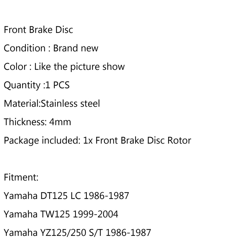 Front Brake Disc Rotor For Yamaha TW125(5EK/5RS) 99-04 200 2JL/4CS1/2/3/5 91-98 Generic