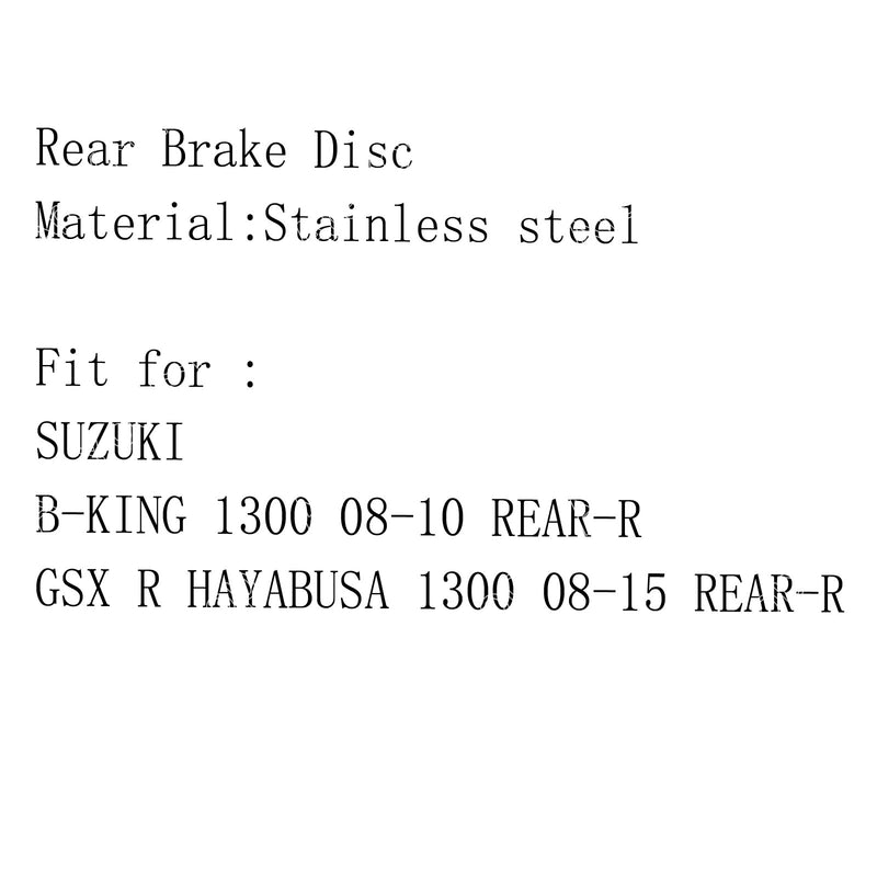 Rear Round Brake Disc Rotor Suzuki GSXR 1300 Hayabusa 2008-15 B-KING 1300 08-10 Generic
