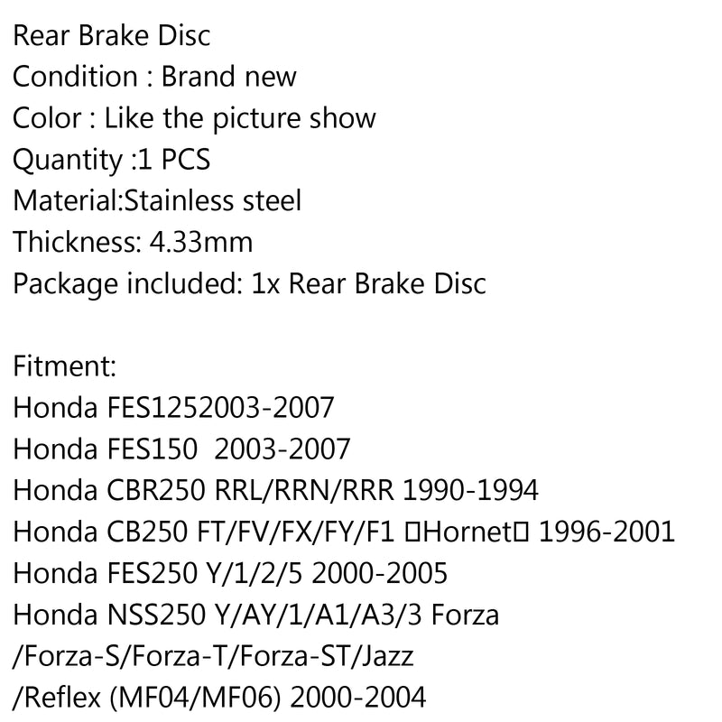 Rear Brake Disc Rotor For Honda CB250 FES250 CB400 CB500 CB750 CB900 NSS250 Generic