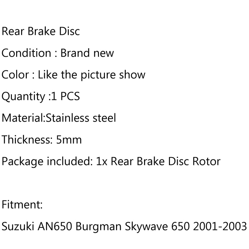 Rear Brake Disc Rotor For Suzuki AN650 Burgman Skywave 650 2001-2003 2002 Generic