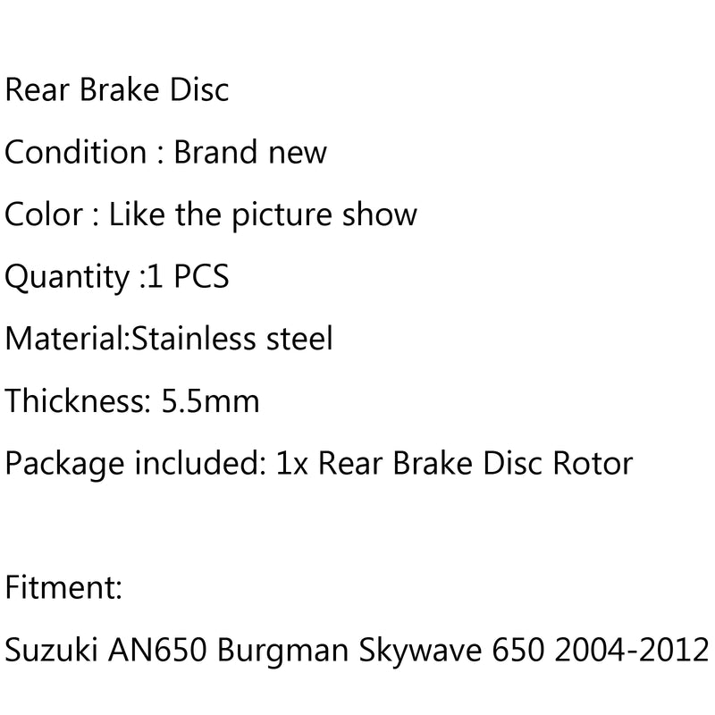Rear Brake Disc Rotor For Suzuki AN650 Burgman Skywave 650 2004-2012 2008 Generic