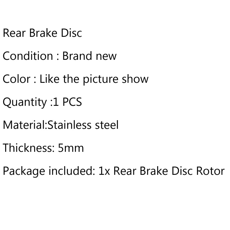 Rear Brake Disc Rotor For Yamaha SRX/XJR400 FZ/FZS/FZR/YZF 600 TRX850 DUCATI 696 Generic