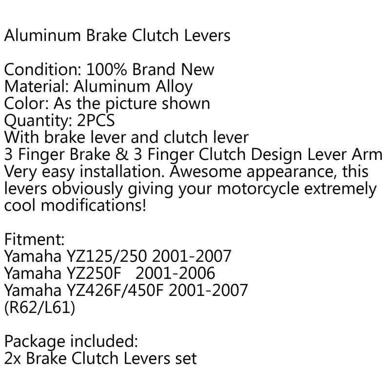 Off Road Pivot Brake Clutch Levers For Yamaha YZ125/250 YZ426F/450F YZ250F Generic