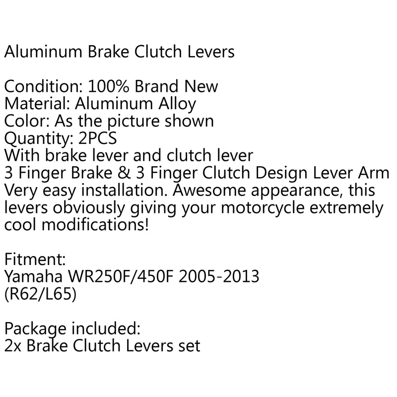 CNC Dirt Bike Pivot Brake Clutch Levers For Yamaha WR250F/450F 2005-2013 2006 Generic