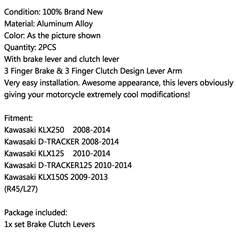 Pivot Brake Clutch Levers Fit For Kawasaki KLX250/D-TRACKER KLX150S KLX125 Generic