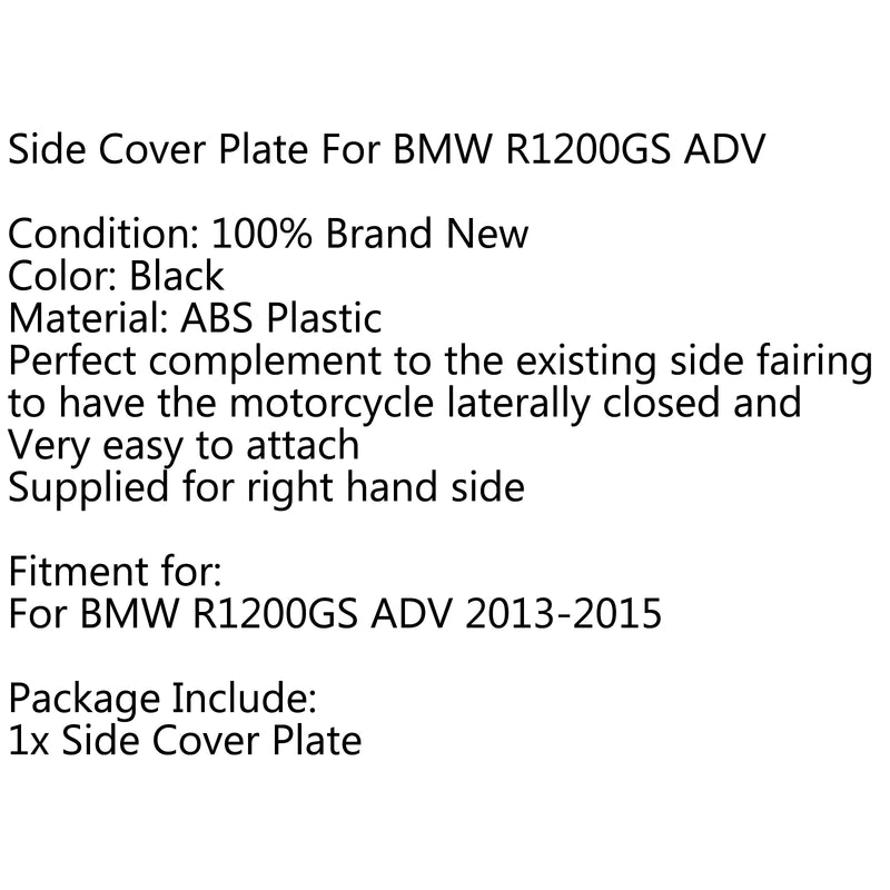 Side Cover Plate Right Frame Side Panel For BMW R1200GS ADV 2013-2015 Generic